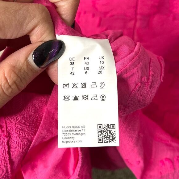 BOSS Dress Women’s 6 Diteva Pink Cotton Blend Floral Lace Sleeveless Sheath NWT - Picture 6 of 8